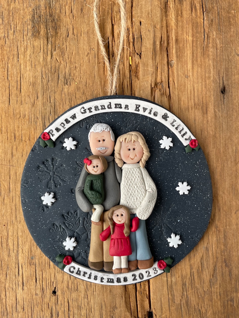 4 Member personalized family Christmas ornament image 9