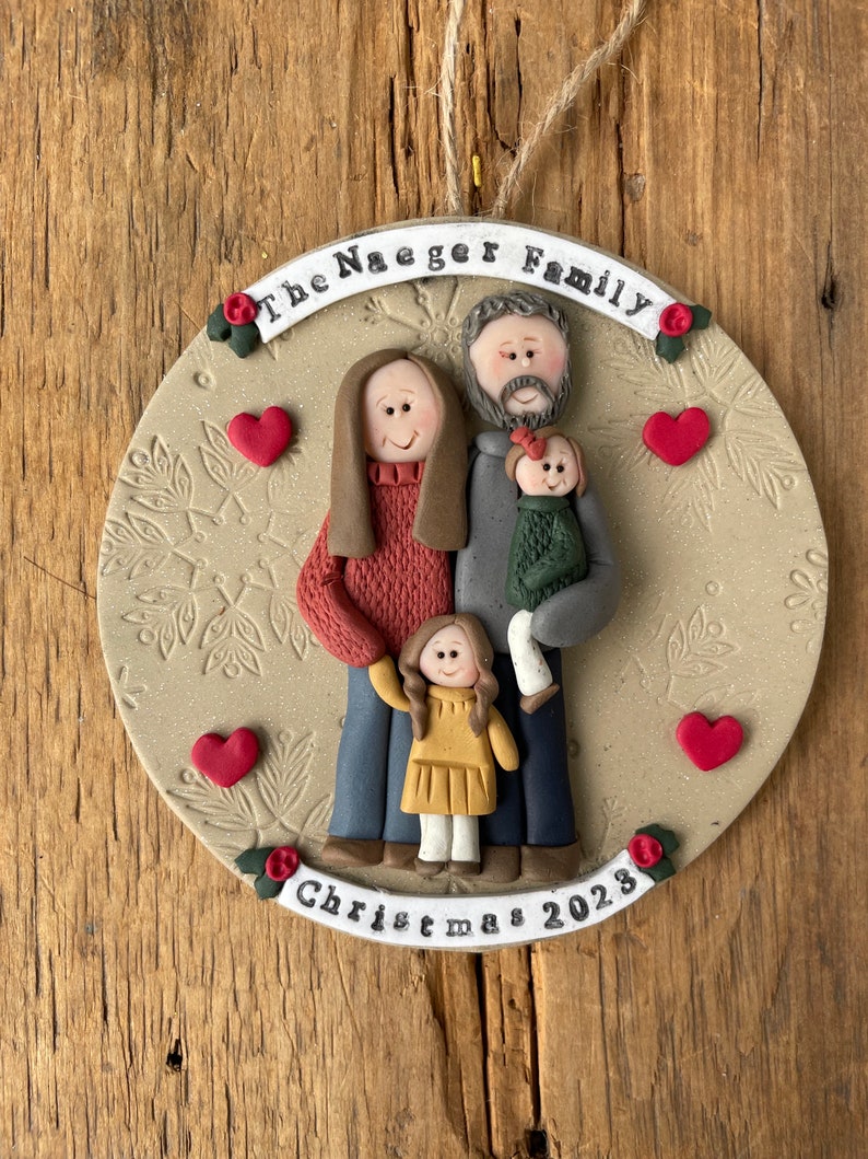 4 Member personalized family Christmas ornament image 7