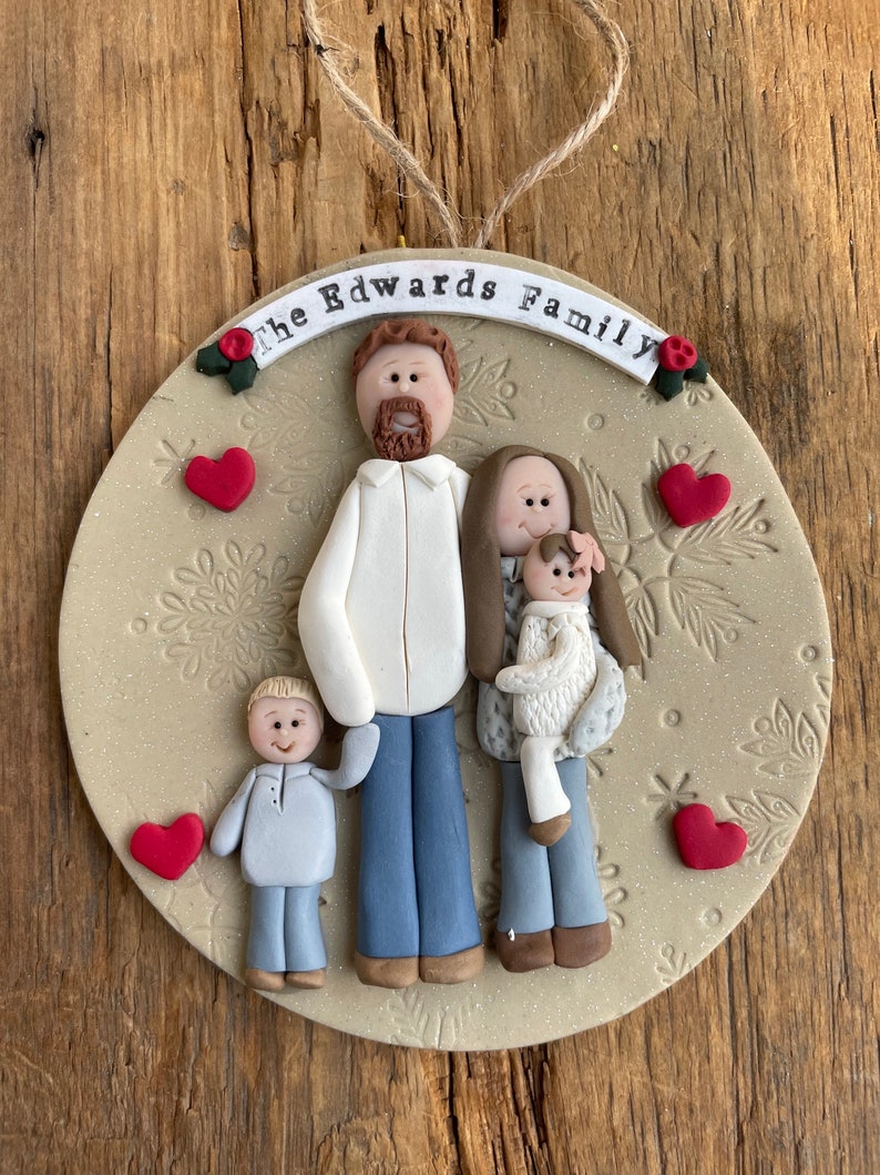 4 Member personalized family Christmas ornament image 10