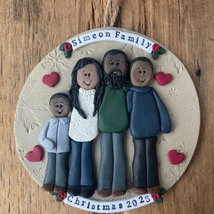 4 Member personalized family Christmas ornament image 2