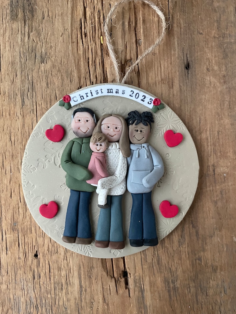 4 Member personalized family Christmas ornament image 4