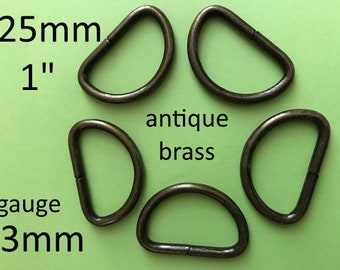 Unwelded D rings (1 inch / 25 mm) - available in nickel and antique brass finish (5, 15, 30, 80, 230, or 580 pieces)