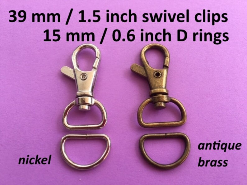 Swivel Clip with Matching D Ring 5 Sets 1.5 Inch Swivel Clips with Matching D Ring available in Nickel and Antique Brass Finish