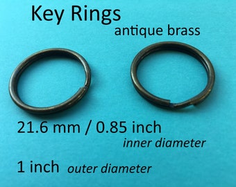 Split key rings (21.6 mm) - available in antique brass finish (15, 30, 80, 230, or 580 pieces)