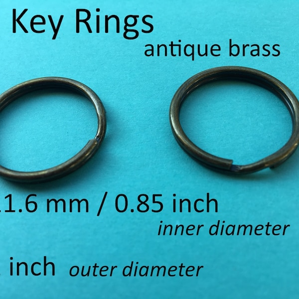 Split key rings (21.6 mm) - available in antique brass finish (15, 30, 80, 230, or 580 pieces)