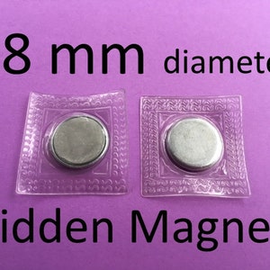 Extra Small Hidden Sew In Magnetic Snaps in 10, 14, 18, 20 MM 2, 5, 15, 40, 100, 240, or 600 sets 18mm