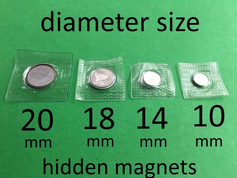 Hidden Sew In Magnetic Snaps with PVC in 10, 14, 18, 20 mm 2, 5, 15, 40, 100, 240, or 600 sets sets image 5