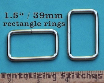 1.5 Inch / 39mm Metal Wire-Formed Rectangle Rings (in nickel and antique brass finish) - 5, 15, 30, 100, 230, or 600 pieces