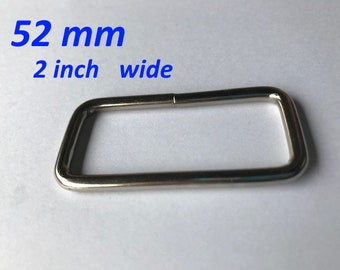 2 inch / 52 mm Wide Wire-Formed Rectangle Rings in nickel finish (available in 5, 15, 30, 100, 230, or 600 pieces)