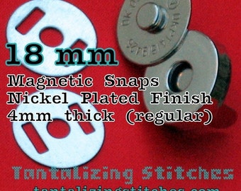 Magnetic Snap Closures 4 mm thick (18 mm / 0.7 inch) - available in nickel, antique brass, and gun metal (5, 15, 30, 100, 230, 600 sets)