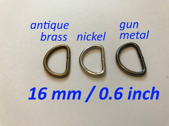 15 Pieces Unwelded D rings Choose Your Finish nickel, gun metal, antique brass 0.6 inch 15 mm