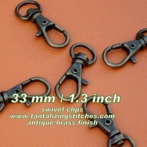 1.3 INCH - 34 mm Lobster Swivel Clasps in antique brass, nickel, and antique copper finish (2, 5, 15, 40, 100, 240, or 595 pieces)