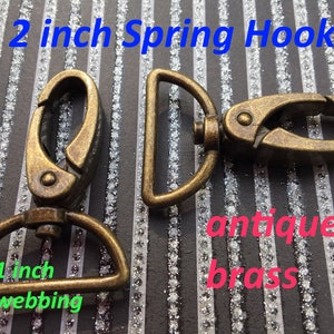 Swivel Spring Hooks - 2 inch long / 1 inch webbing capable - available in antique brass + nickel (2, 5, 15, 36, 100, 236, 600, 1500 pieces)