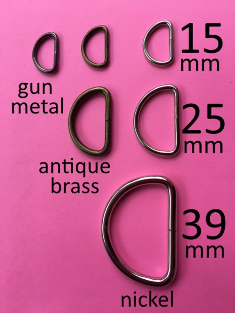 15 Pieces Unwelded D rings Choose Your Finish nickel, gun metal, antique brass 0.6 inch  15 mm