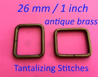 Metal Wire-Formed Rectangle Rings (1 inch / 26 mm) - in antique brass and nickel finish (5, 15, 30, 100, 230, or 600 pieces)