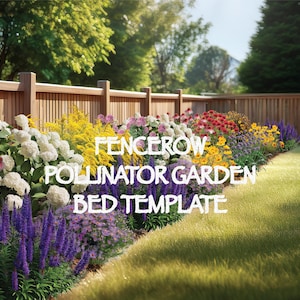 Fencerow Pollinator Garden Bed Template - Rectangle (2m x 8m - drawn to scale) Zones 4 - 8
