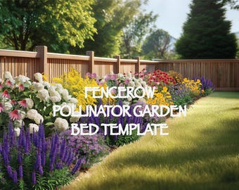 Fencerow Pollinator Garden Bed Template - Rectangle (2m x 8m - drawn to scale) Zones 4 - 8