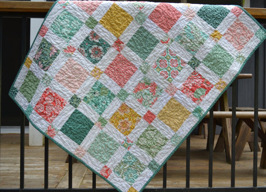 Handmade Scrappy Baby Quilt: Floral Cotton Toddler Quilt (34” X 43”) - Etsy