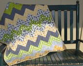 Handmade Baby Quilt Baby Boy  Quilt Chevron Quilt Handmade Baby Gift Baby Shower Gift Baby Blanket