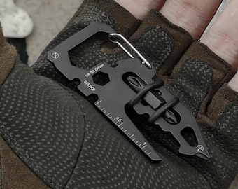 Stainless Steel Carabiner Clip Multi Tool, EDC Tool, Tactical Pocket Tool, Compact Survival Gear, Gift for Hikers