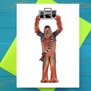 Tarjeta de felicitación con la frase "Chewbacca dice cualquier cosa"
