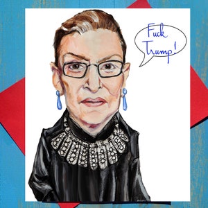 Tarjeta de felicitación con el mensaje "A la mierda con Donald Trump" de Ruth Bader Ginsburg