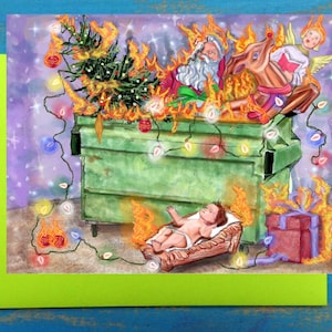 Merry Dumpster Fire and Happy Clusterfuck Holiday greeting card