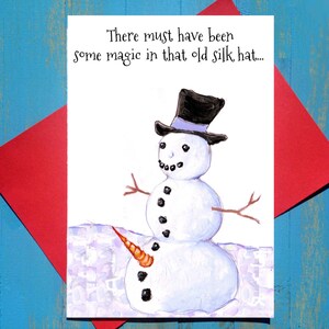 Really really happy snowman holiday greeting card