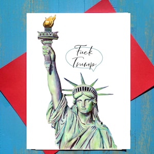 Cartão de felicitações Lady Liberty Fuck Trump
