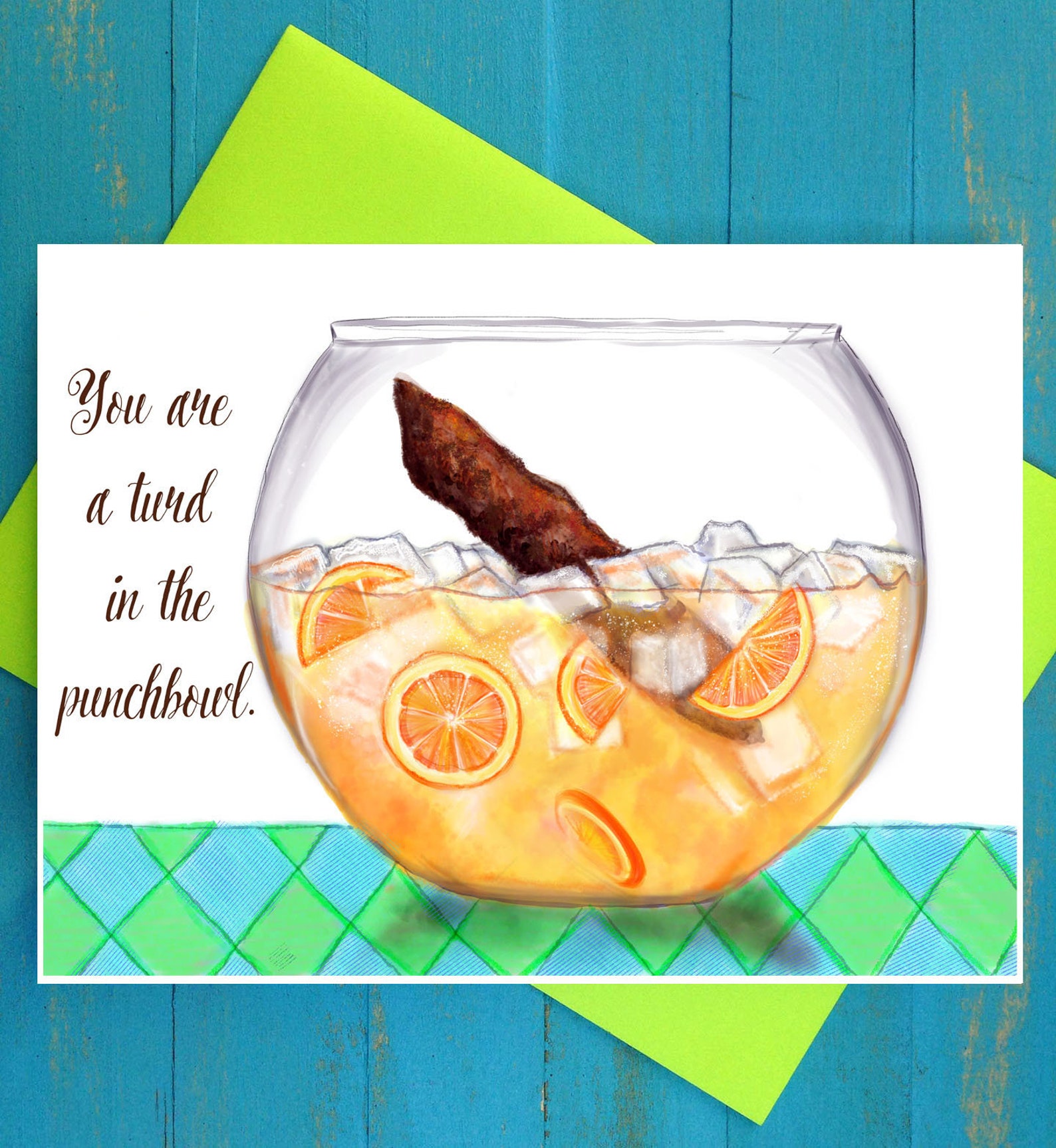 Turd in the punchbowl greeting card Etsy