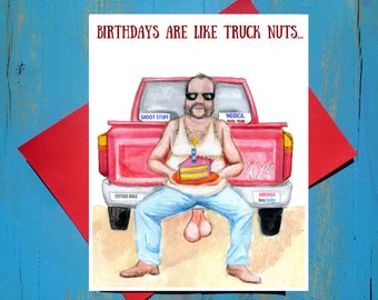 Truck nutz greeting card