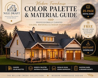 Farbpalette für den modernen Landhausstil | Innen- und Außenfarben | Ratgeber für die Hausgestaltung | Material- und Oberflächenratgeber | Digitaler Download