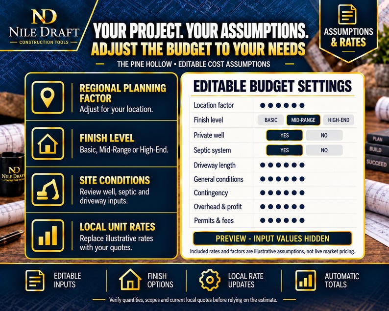The Pine Hollow Construction Cost Estimator | Pre-filled Excel Budget ...