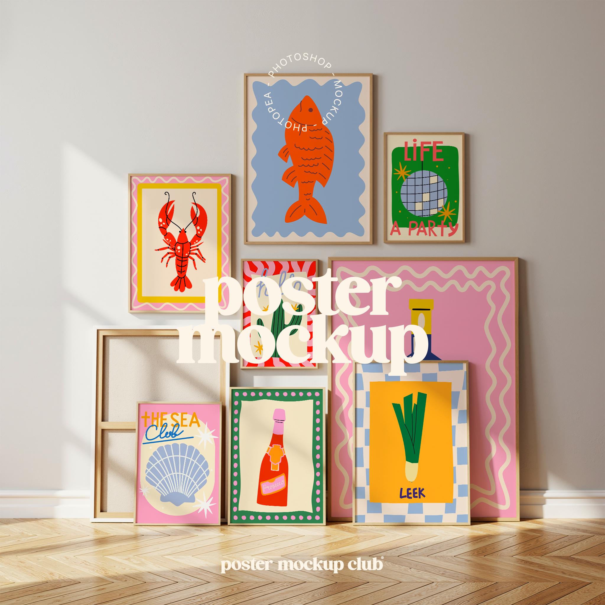 Multiple Poster Mockup, Gallery Wall Template, Picture Frame Mockup, Art Gallery Mockup, Art Studio Mockup, Wall Art Mockup Gallery