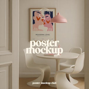 Maqueta de marco de obra de arte, maqueta de sala de estar, maqueta de diseño de interiores, maqueta de póster rosa, maqueta de póster PSD, maqueta de comedor, The Poster Club