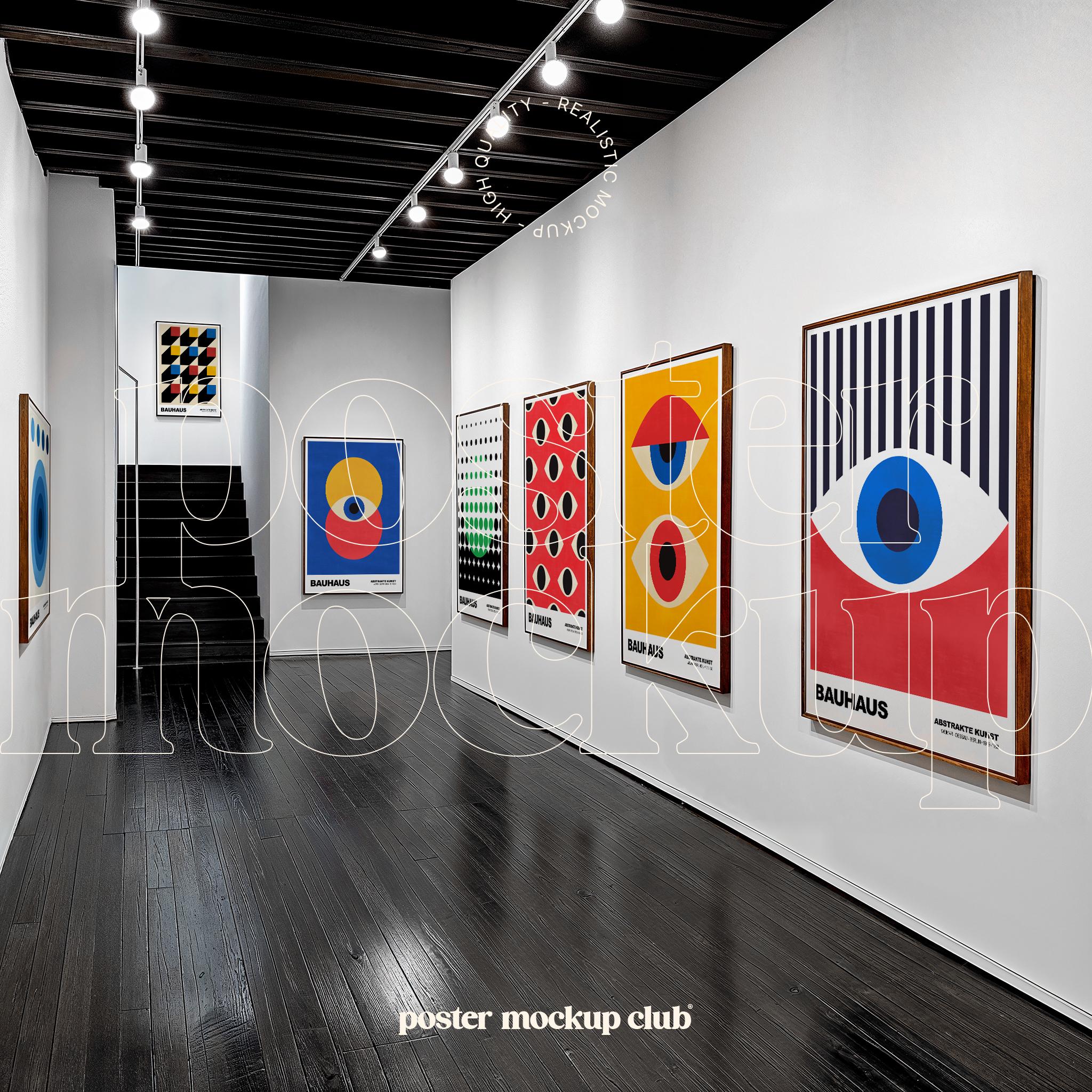 Exhibition Poster Mockup, Multiple Frame Mockup, Gallery Wall Art