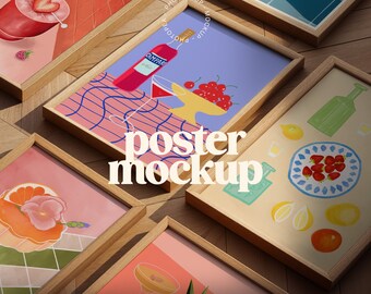 Multiple Frame Poster Mockup for Gallery Wall Art (PSD, JPG)