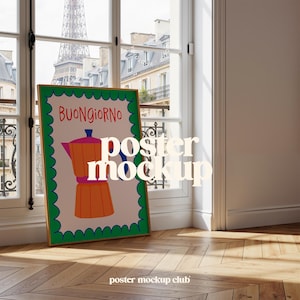 Mockup voor poster, mockup kunstwerklijst, postermodel PSD, mockup fotolijst, mockup kamerinterieur, mockup kamerinterieur