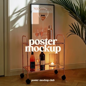 Kunstwerk Rahmen Mockup, Poster Mockup PSD, Bilderrahmen Mockup, Cocktail Poster Mockup, Bar Mockup, Funky Bilderrahmen, Schwarzer Bilderrahmen