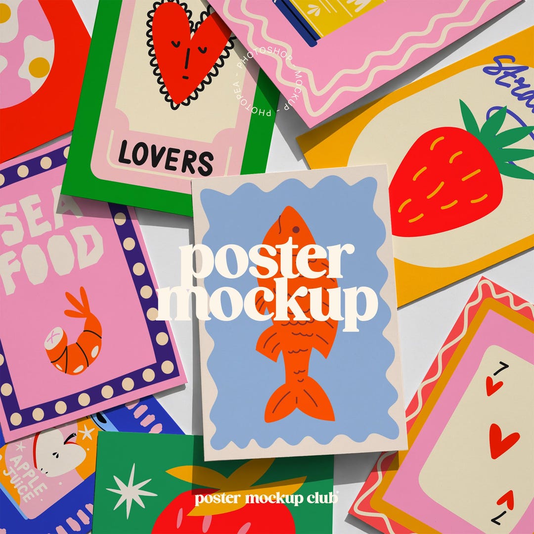 Multiple Poster Mockup, Picture Frame Mockup, Postcard Mockup, Gallery ...