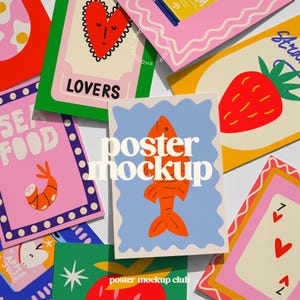 Mehrfach-Poster Mockup, Bilderrahmen Mockup, Postkarte Mockup, Galerie Wandrahmen, A4 Papier Mockup, Ausstellungsplakat Mockup, ISO DIN