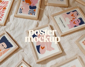 Multiple Frame Poster Mockup for Gallery Wall Art (PSD, JPG)