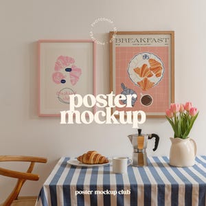 Maquette de cadre d'oeuvre d'art, maquette de poster, cadre double, cuisine scandinave, cadre photo rose, maquette de cadre photo, The Poster Club, DIN A2