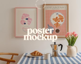 2 Frame Poster Mockup for Wall Art (PSD, JPG)