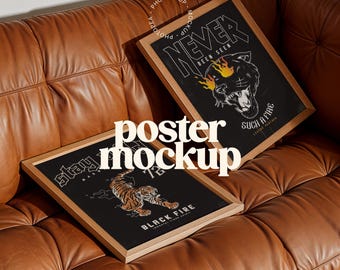 2 Frame Poster Mockup for Wall Art (PSD, JPG)
