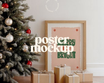 Mockup för julaffisch, mockup för konstverksram, mockup för julaffisch, mockup för festlig affisch, mockup för högtidsram, mockup för säsongsram