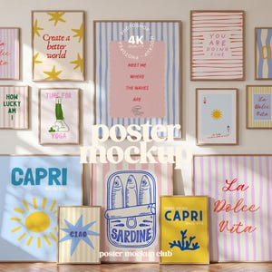 Multiple Frame Poster Mockup for Gallery Wall Art (PSD, JPG)