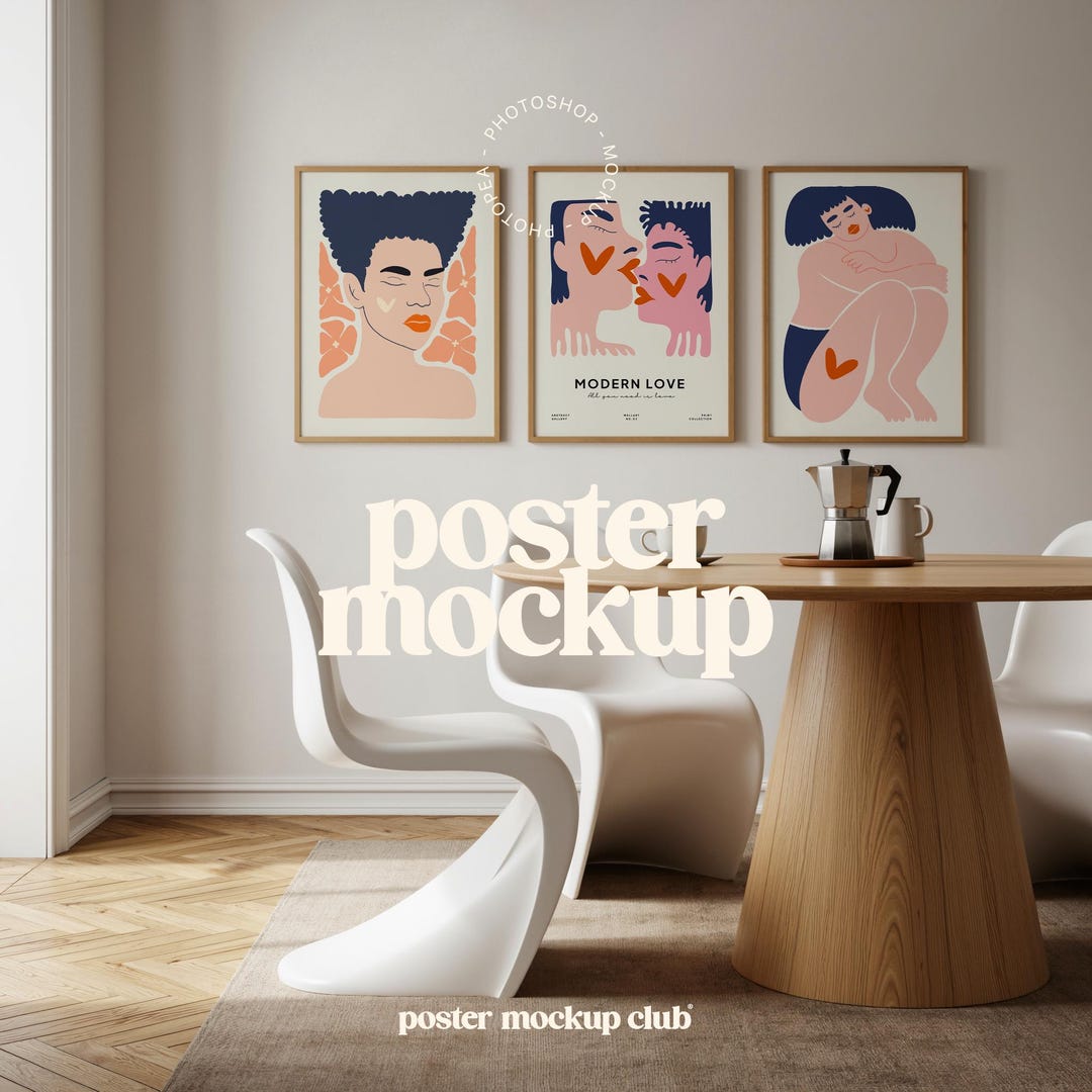 Living Room 3 Frame Poster Mockup for Wall Art (PSD, JPG) - Etsy