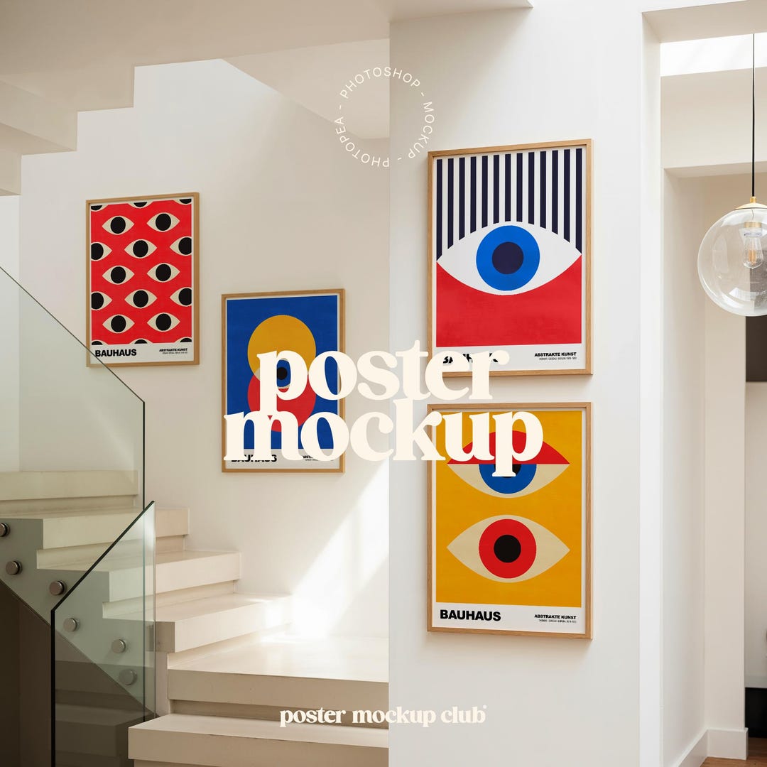 Gallery Wall Frame Mockup With Multiple Poster for Wall Art (PSD, JPG ...