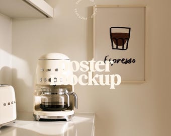 Kitchen Frame Poster Mockup for Wall Art (PSD, JPG)
